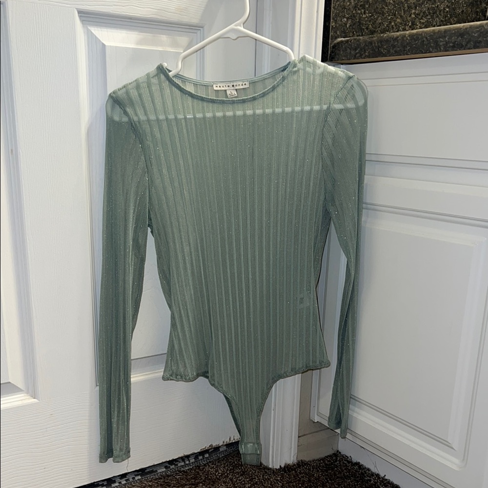 Sheer Green Long Sleeve Top